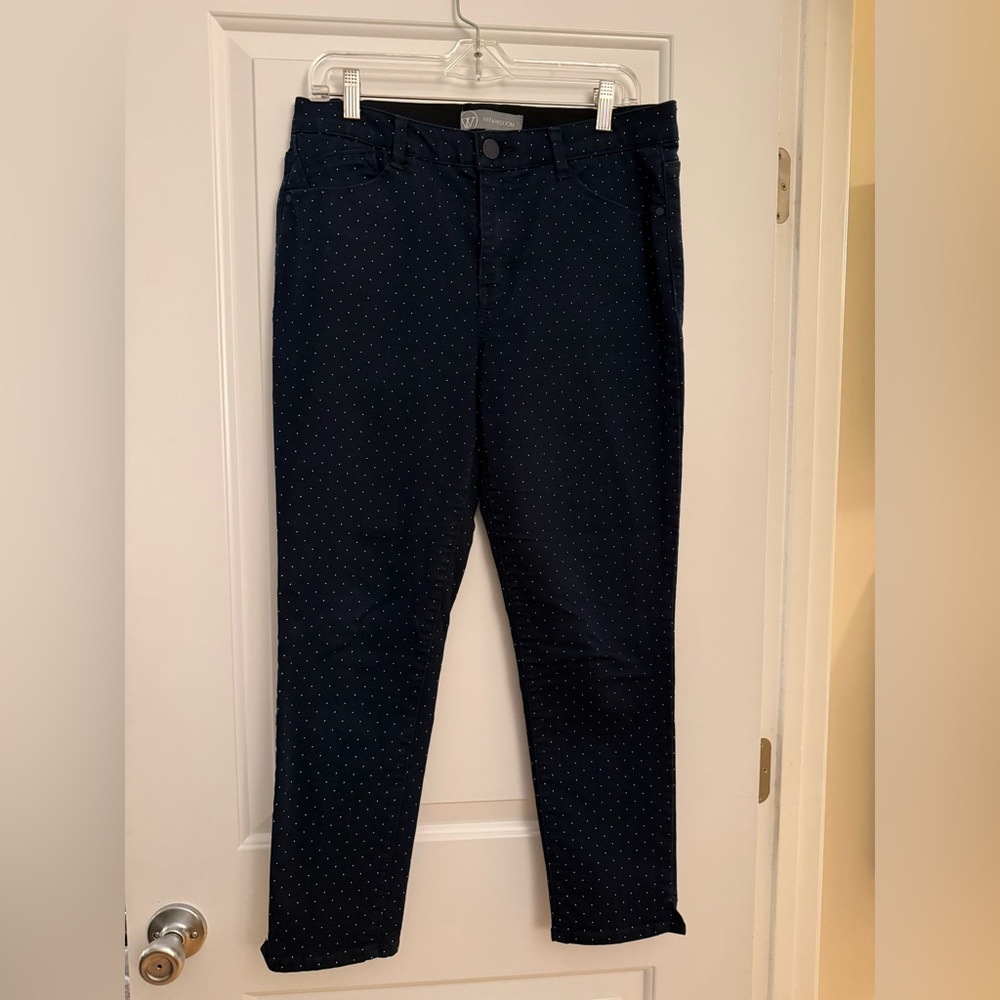 Wit & Wisdom Navy Skinny Jeans with Subtle Dot Detail